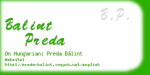 balint preda business card